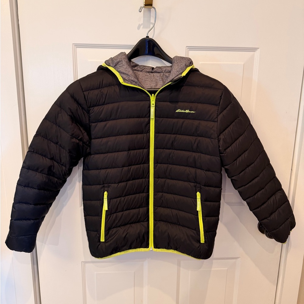 Eddie Bauer Reversible Black and Grey Jacket with Neon Highlights